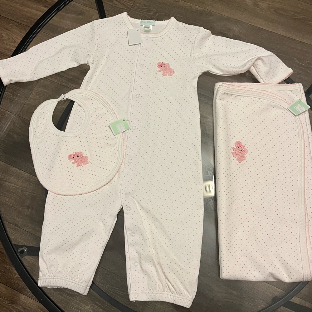 Baby Threads Elephant Converter Gown, Bib, and Blanket